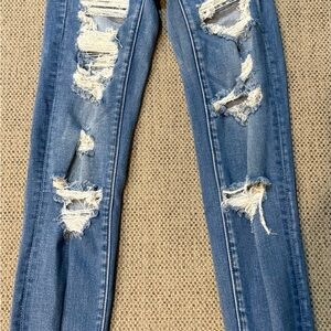 American Eagle Outfitters Distressed Skinny Jeans - Blue